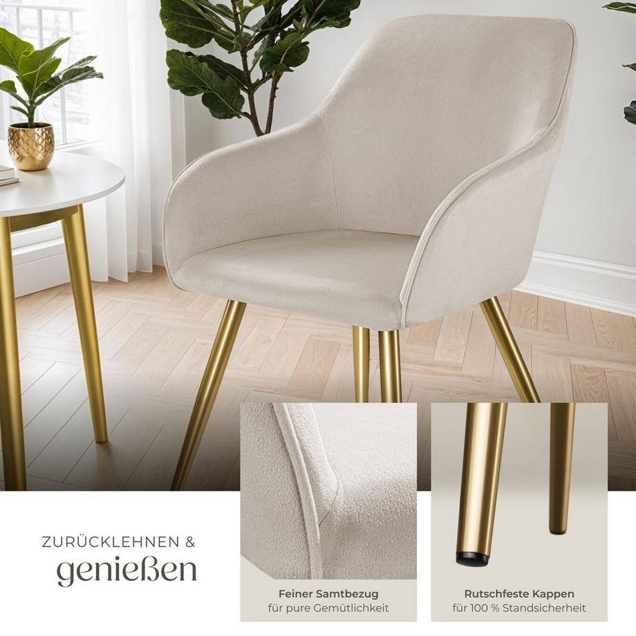 Tectake Sedia Marilyn imbottita, effetto velluto  