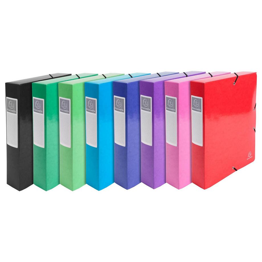 Exacompta Archivbox aus Colorspan-Karton 600g/qm, Rücken 60mm mit Etikett, 25x33cm für DIN A4 - Iderama - x 8  