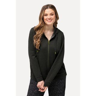 Ulla Popken Giacca con Cappuccio Effetto Metallico Strutturata Maniche Lunghe  