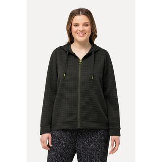 Ulla Popken Giacca con Cappuccio Effetto Metallico Strutturata Maniche Lunghe  