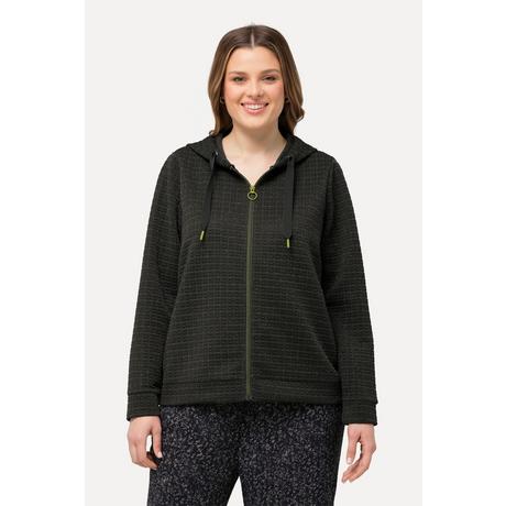 Ulla Popken Giacca con Cappuccio Effetto Metallico Strutturata Maniche Lunghe  