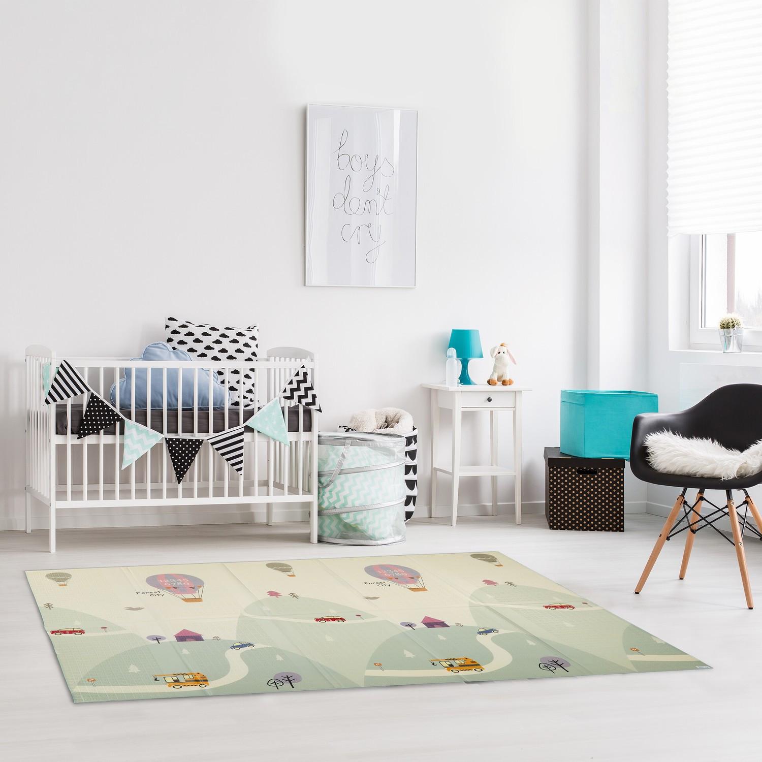 B2X Tappetino da gioco con tema animali e strade, pieghevole  