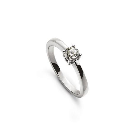 MUAU Schmuck  Solitär Ring 4-Griff-Fassung Weissgold 750, Brillant 0.20ct. 