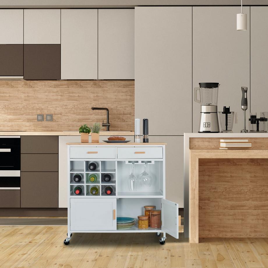 Northix Küchenwagen mit Weinregal  