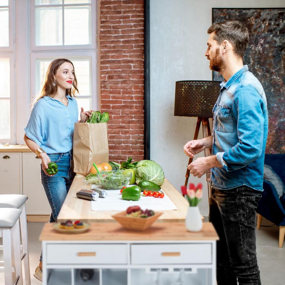 Northix Küchenwagen mit Weinregal  