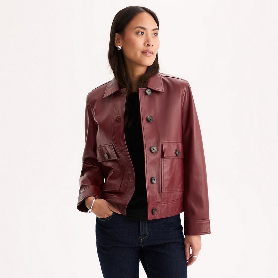 Blouson court cuir de mouton