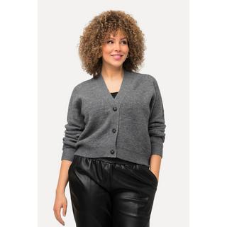 Ulla Popken  Cardigan con scollo a V, abbottonatura e maniche raglan 