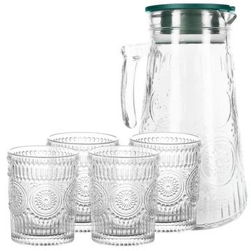 Carafe de Luxe et 4 verres Texturé Floral