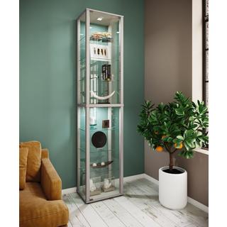 VCM Glasvitrine stehend | Vitrine Glas mit ESG-Sicherheitsglas | Maße ca. H. 227 x B. 50 x T. 38 cm | Standvitrine Glas | Modern und platzsparend | Glas  
