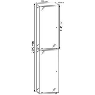 VCM Glasvitrine stehend | Vitrine Glas mit ESG-Sicherheitsglas | Maße ca. H. 227 x B. 50 x T. 38 cm | Standvitrine Glas | Modern und platzsparend | Glas  