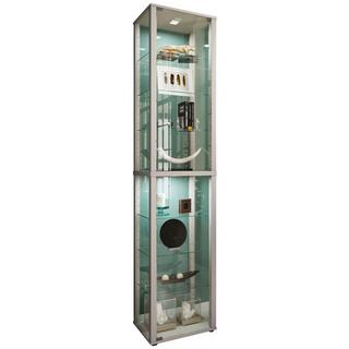 VCM Glasvitrine stehend | Vitrine Glas mit ESG-Sicherheitsglas | Maße ca. H. 227 x B. 50 x T. 38 cm | Standvitrine Glas | Modern und platzsparend | Glas  