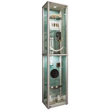 Glasvitrine stehend | Vitrine Glas mit ESG-Sicherheitsglas | Maße ca. H. 227 x B. 50 x T. 38 cm | Standvitrine Glas | Modern und platzsparend | Glas