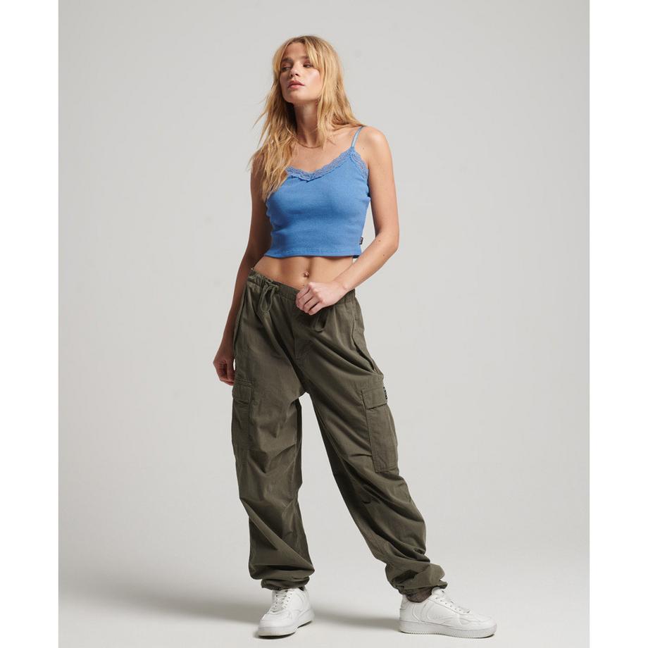 Superdry Débardeur Côtelé Liseré Dentelle  