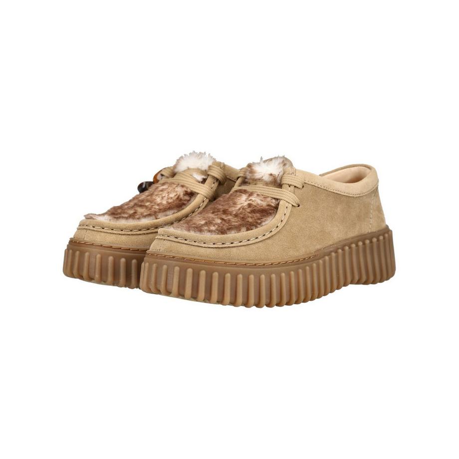 Clarks Derbies en cuir velours à plateforme avec détail en fausse fourrure  