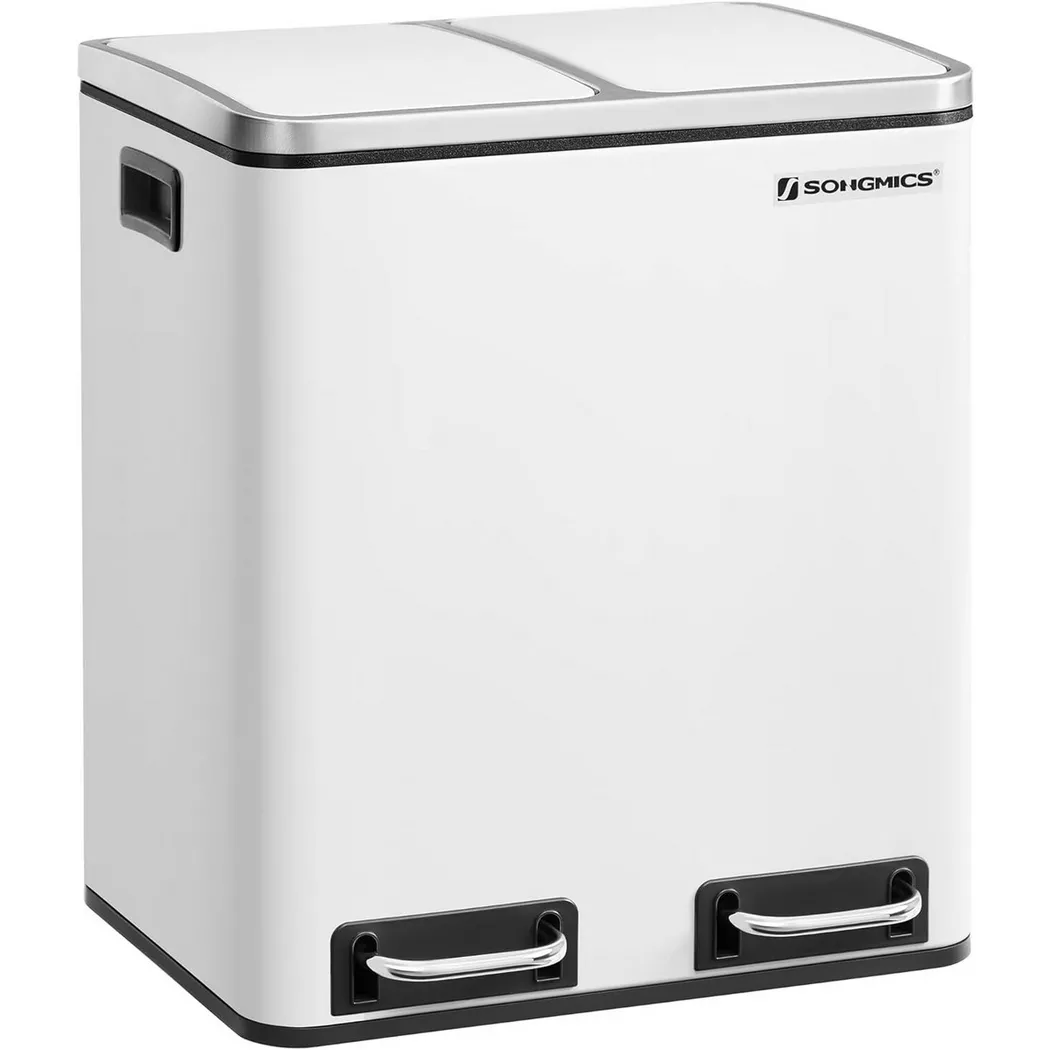Songmics - Küchenmülleimer Trennsystem Softclose, 30 L, Weiss