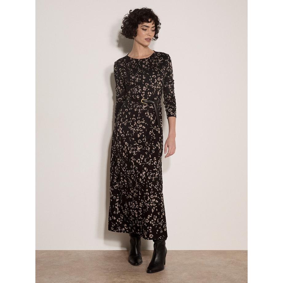 Robe longue en jersey imprimé léopard