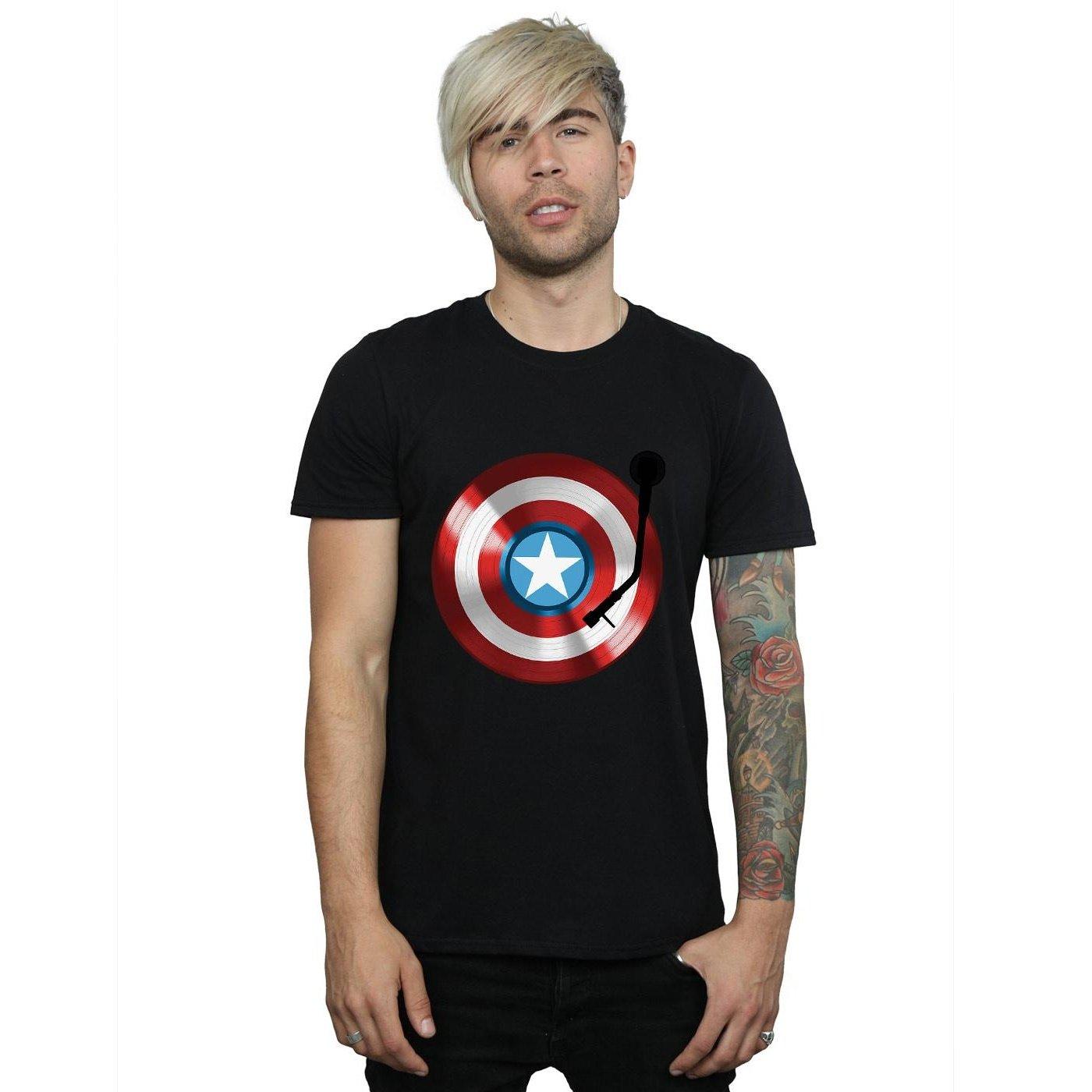 MARVEL  Tshirt CAPTAIN AMERICA TURNTABLE 