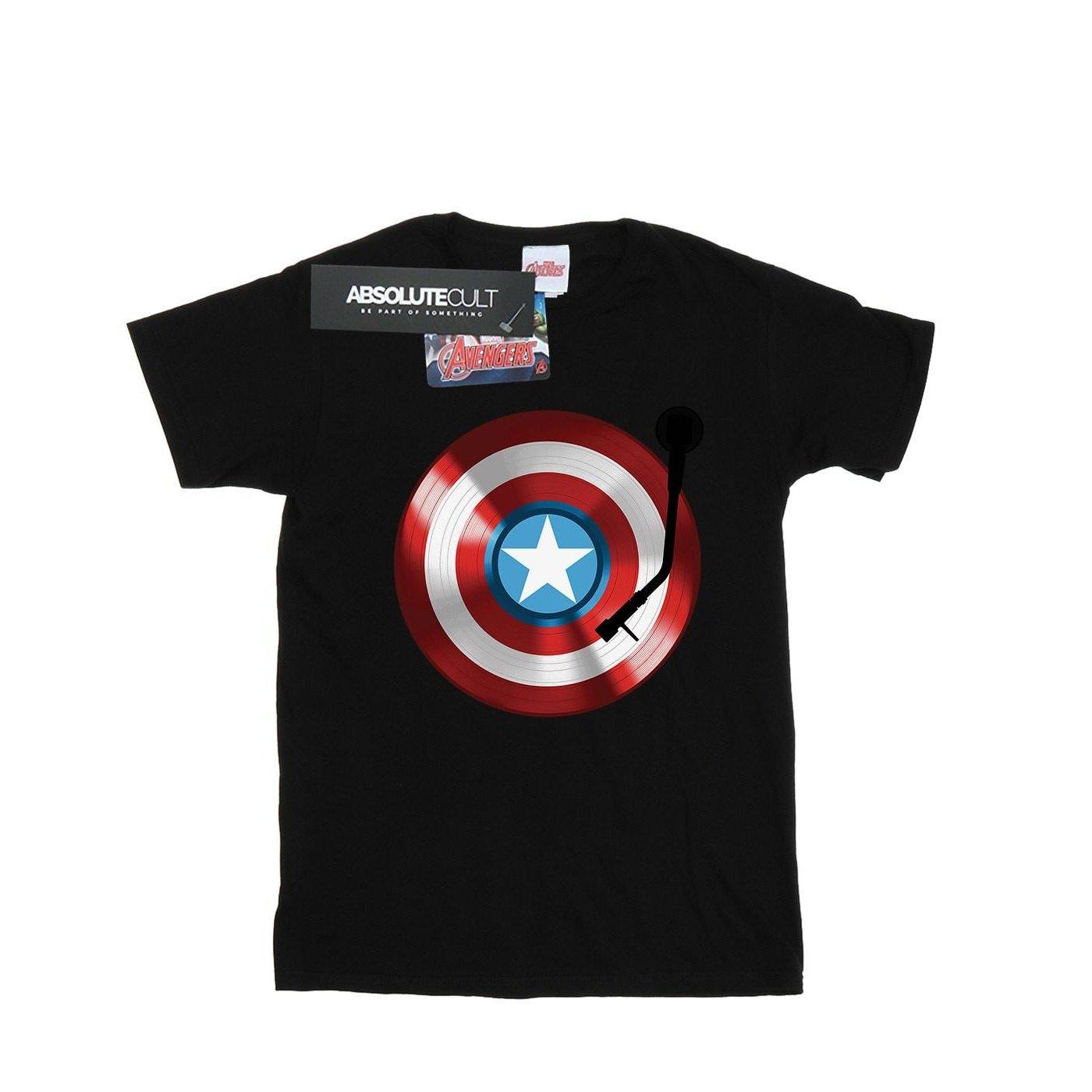 MARVEL  Tshirt CAPTAIN AMERICA TURNTABLE 