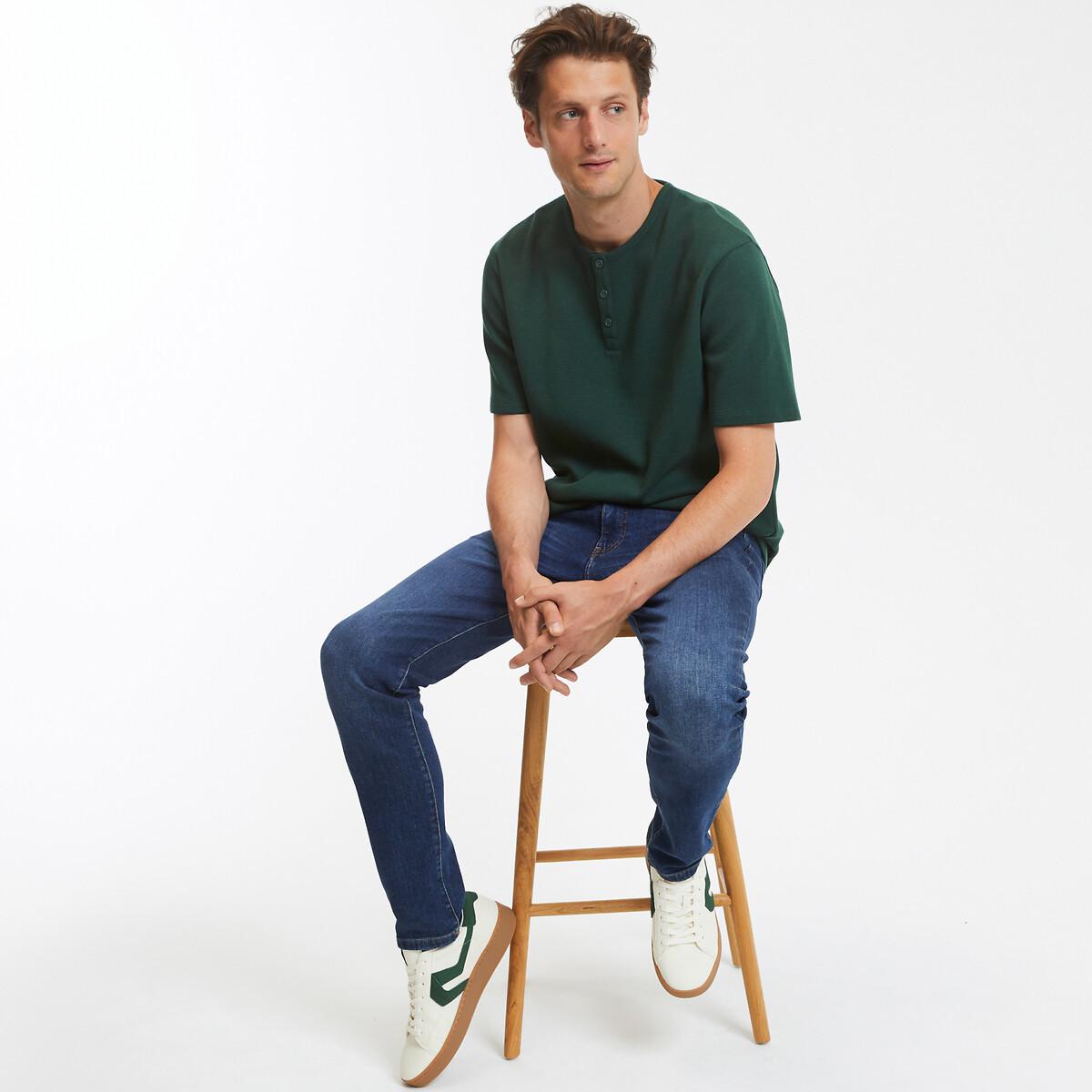 La Redoute Collections T-Shirt mit Henley-Ausschnitt und kurzen Ärmeln  