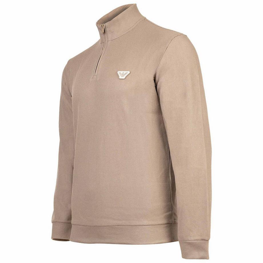 EMPORIO ARMANI Sweat-shirt Waffle Terry avec demi-zip  