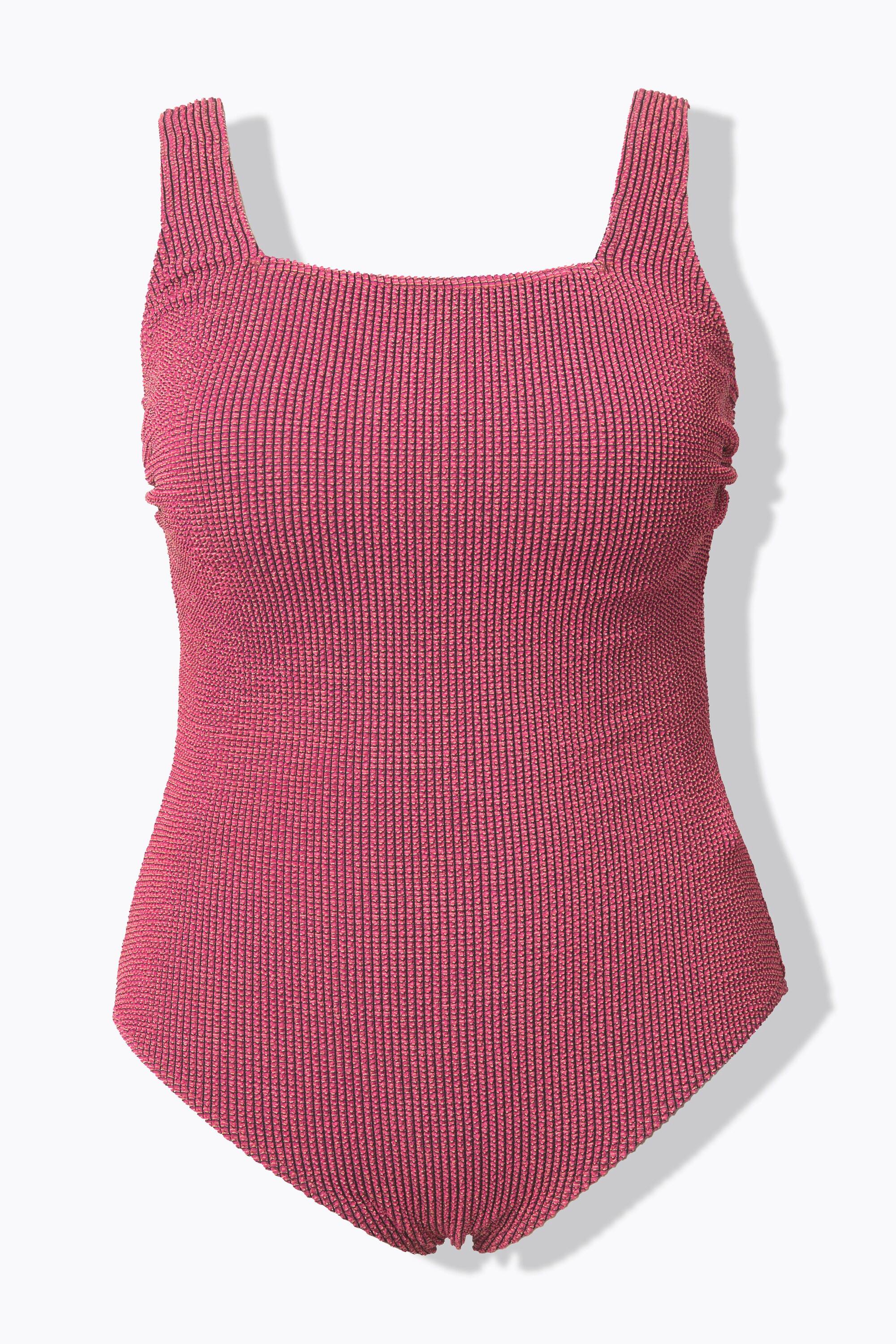 Ulla Popken Maillot de bain Structure à carreaux Bonnets souples Décolleté carré  