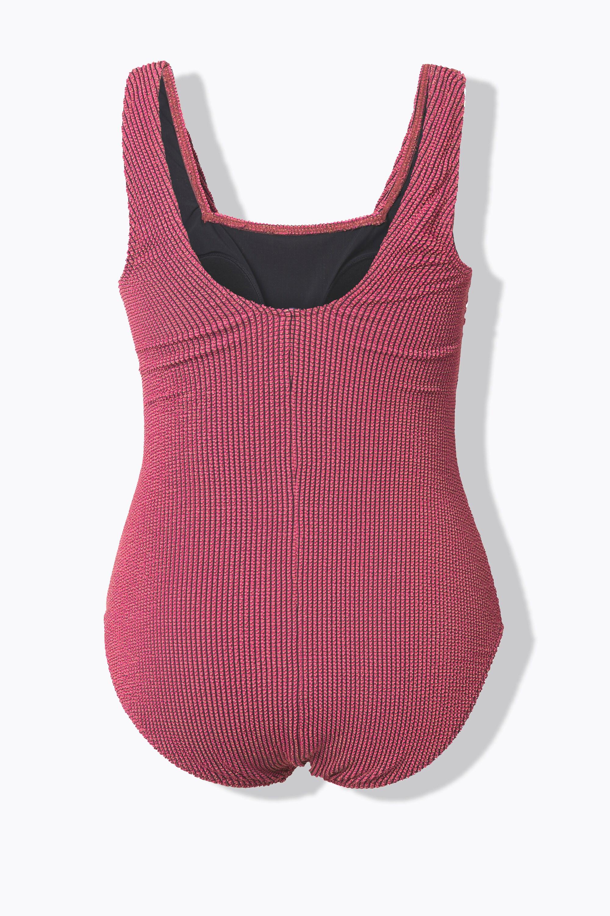 Ulla Popken Maillot de bain Structure à carreaux Bonnets souples Décolleté carré  