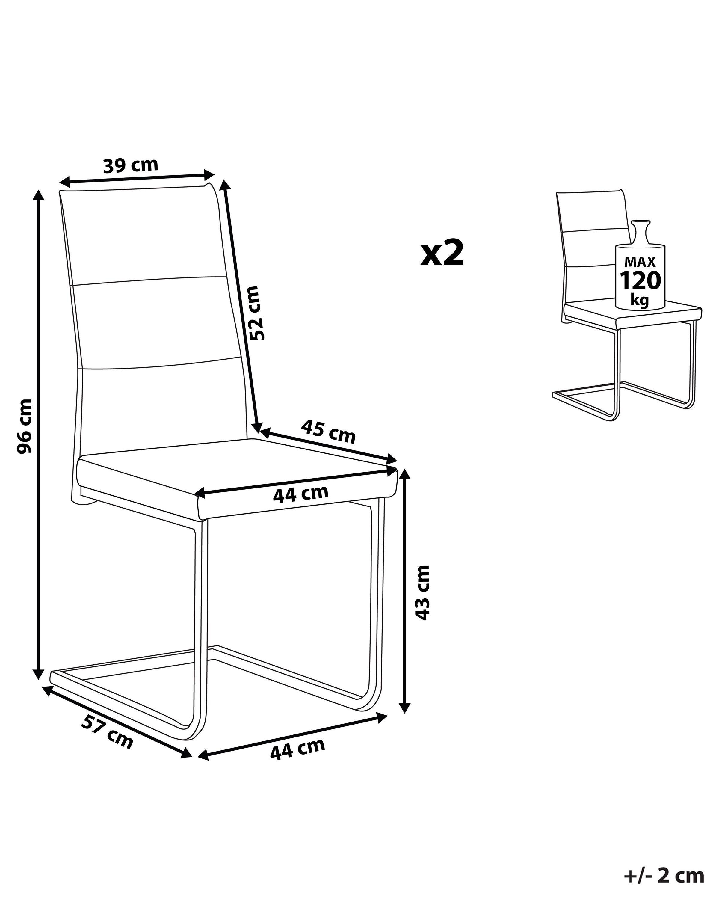 Beliani Lot de 2 chaises de salle à manger en Cuir PU Traditionnel ROCKFORD  