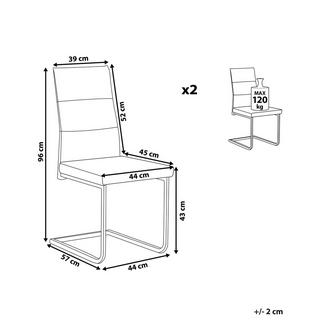 Beliani Lot de 2 chaises en Cuir PU Rétro ROCKFORD  