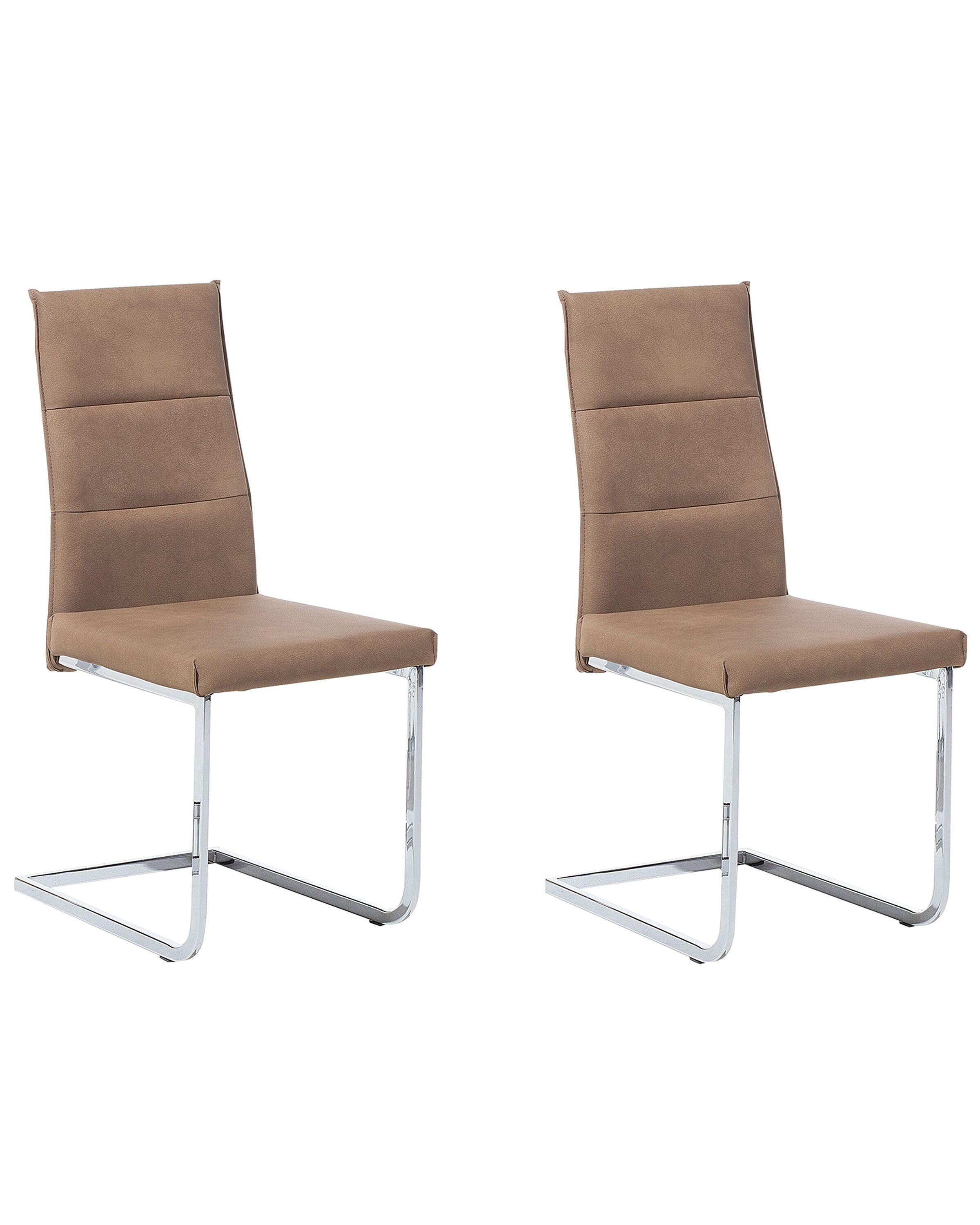 Beliani Lot de 2 chaises en Cuir PU Rétro ROCKFORD  