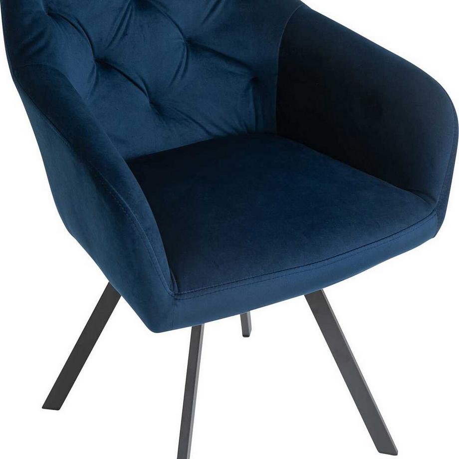 mutoni Poltrona con funzione girevole in velluto blu  