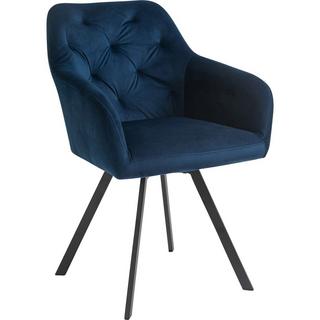 mutoni Fauteuil avec fonction pivotante velours bleu  