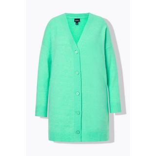 Ulla Popken Cardigan Coupe Boxy Col V Patte de Boutonnage  