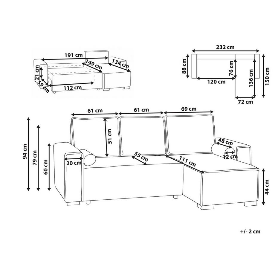 Beliani Ecksofa aus Stoff  EDANE  