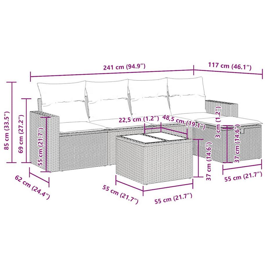 VidaXL Gartensofa set poly-rattan  