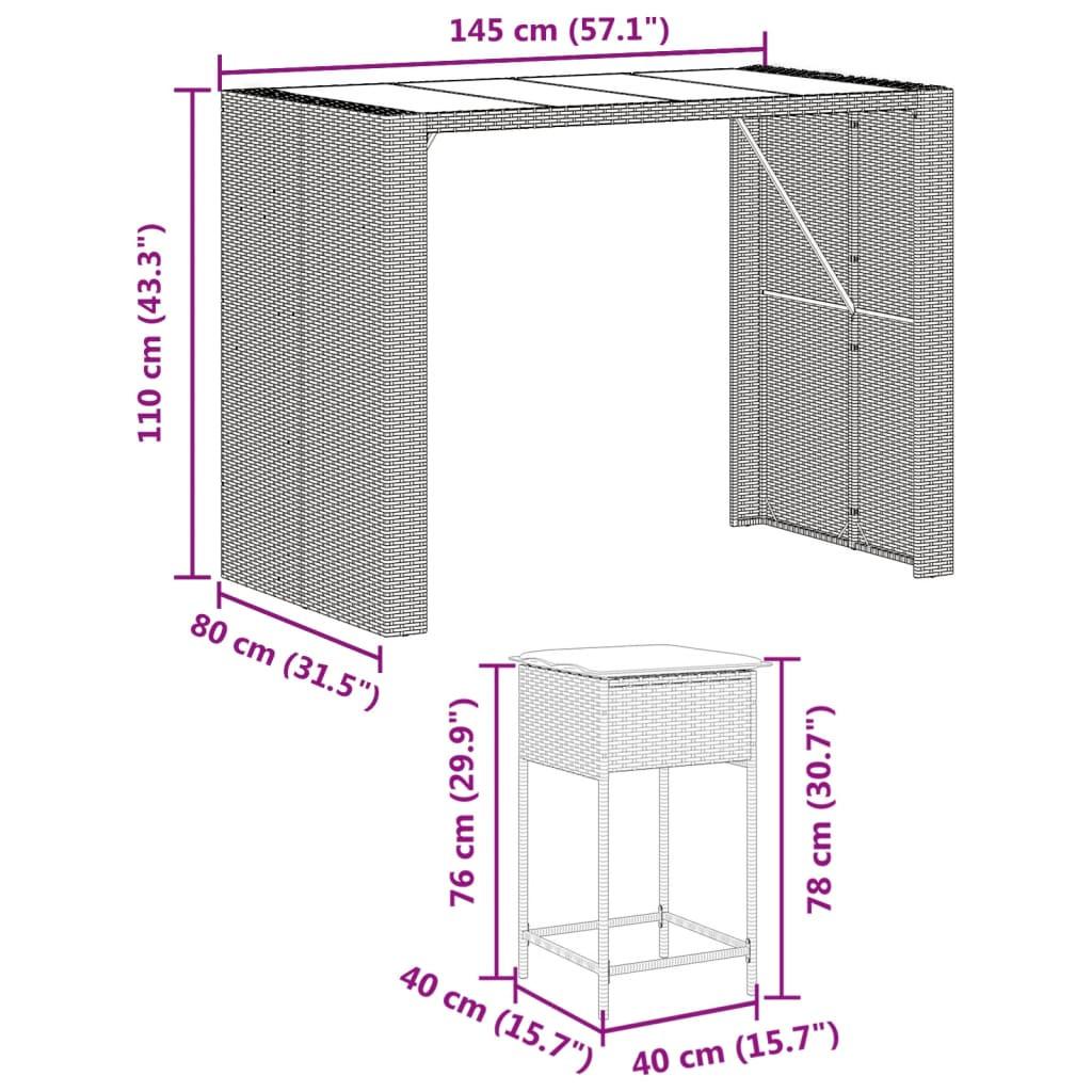 VidaXL Gartenbar set poly-rattan  