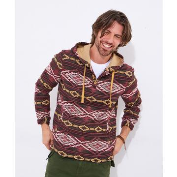 Warmer Azteken-Kapuzenpullover mit Knopfleiste