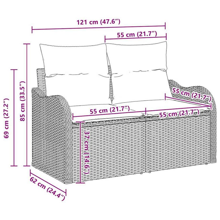 VidaXL Canapé modulaire poly rattan  