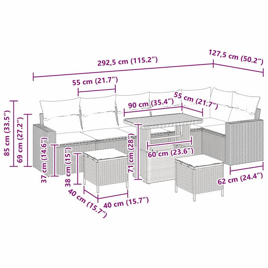 VidaXL Set de canapé de jardin bois d'acacia massif  