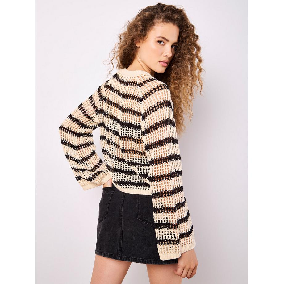 APRICOT Pullover mit gestreiften Glockentaschen  