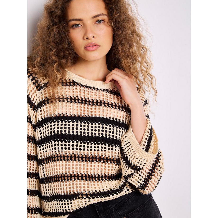 Pullover mit gestreiften Glockentaschen