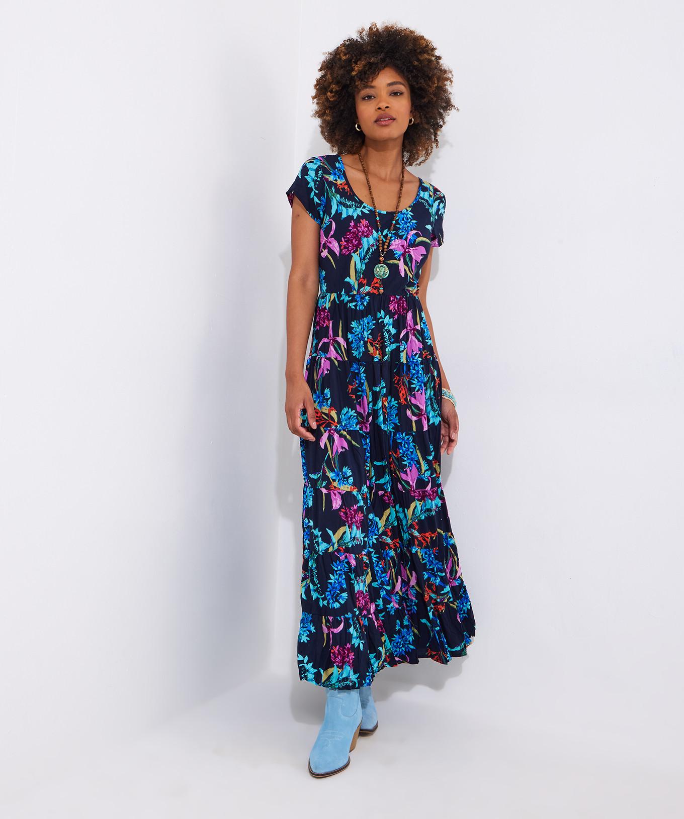 Joe Browns  Dark Floral Crinkle Maxi Dress 