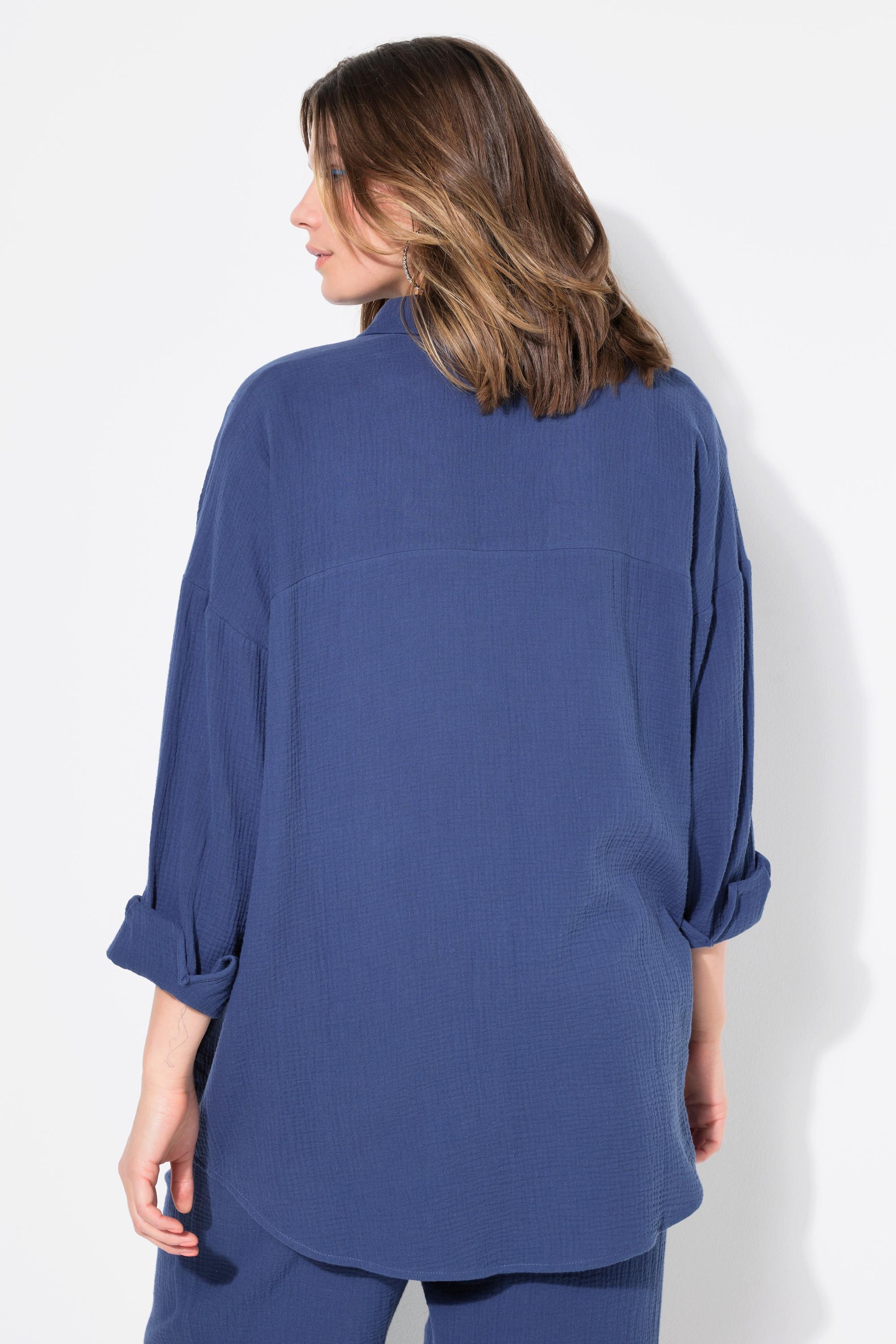 Studio Untold  Blusa di mussola dal taglio oversize con collo da camicia e maniche lunghe 