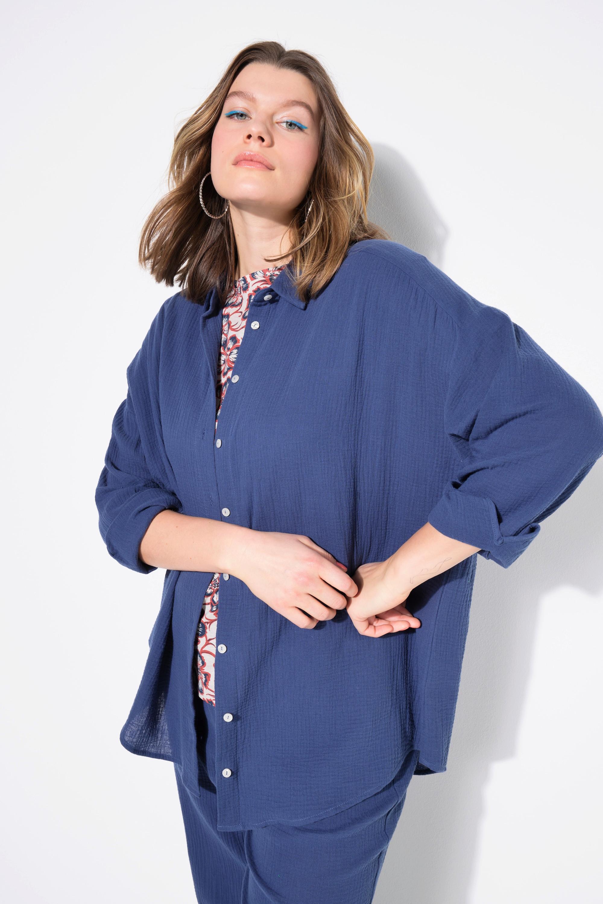 Studio Untold  Blusa di mussola dal taglio oversize con collo da camicia e maniche lunghe 