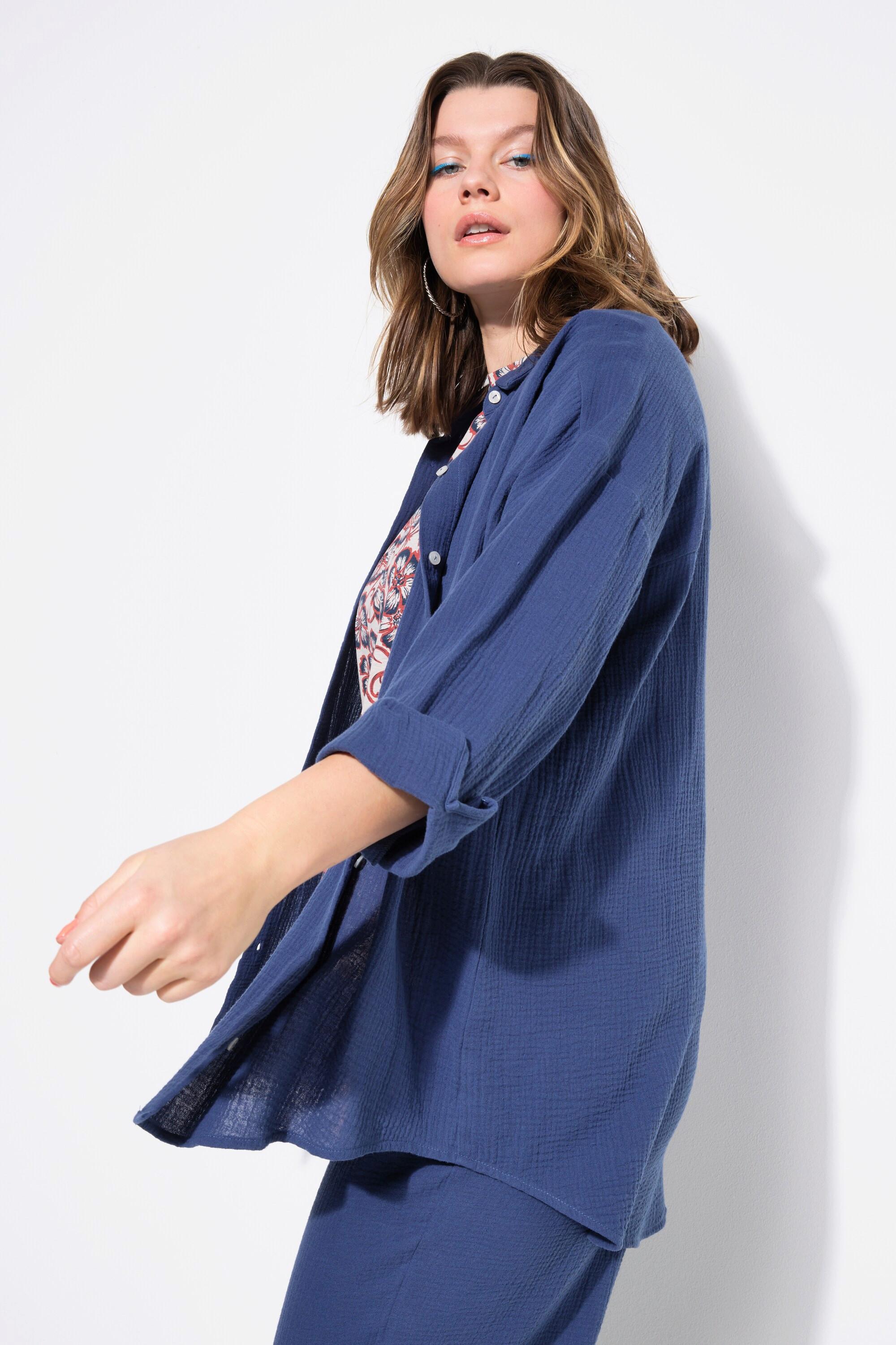 Studio Untold  Blusa di mussola dal taglio oversize con collo da camicia e maniche lunghe 