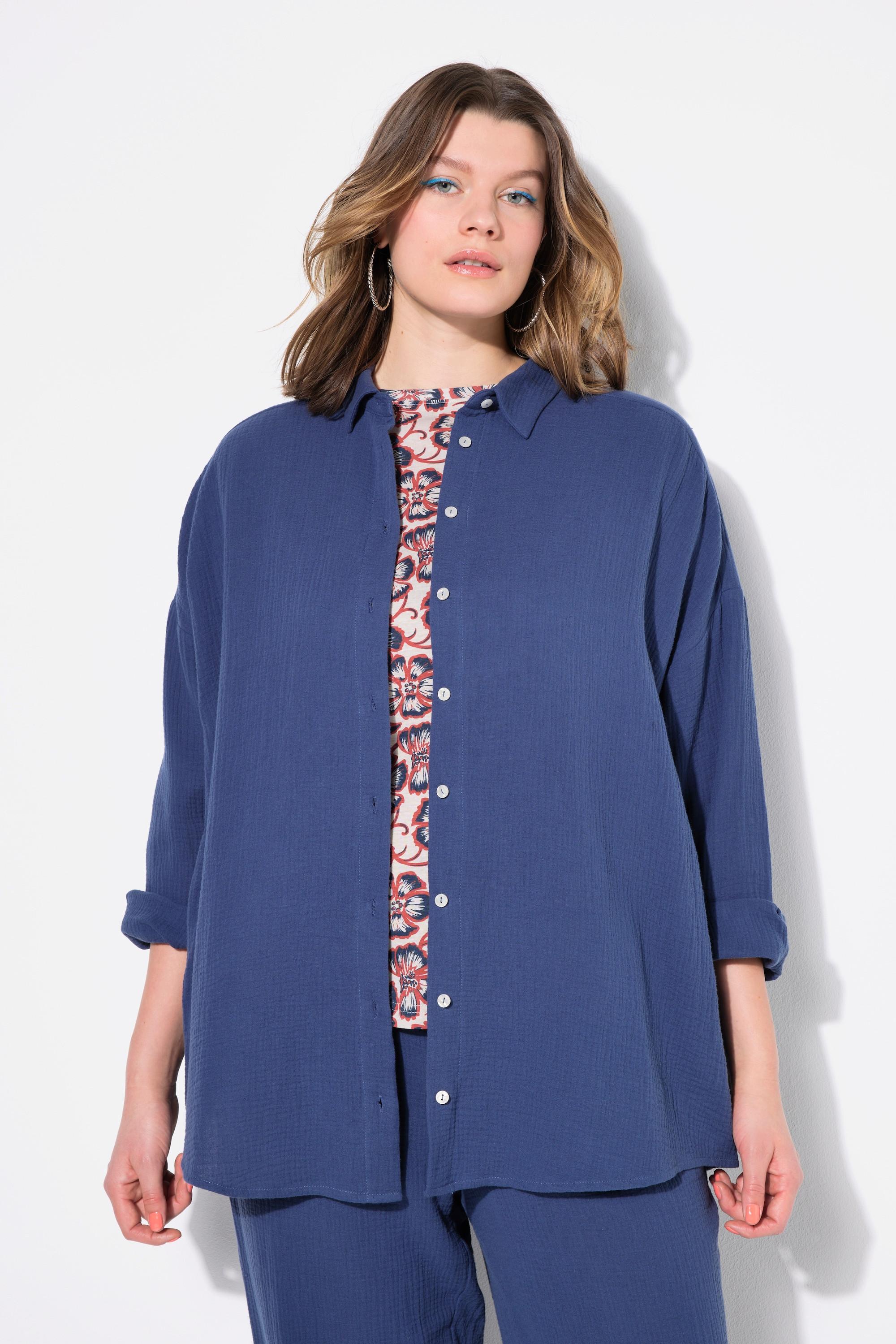 Studio Untold  Blusa di mussola dal taglio oversize con collo da camicia e maniche lunghe 