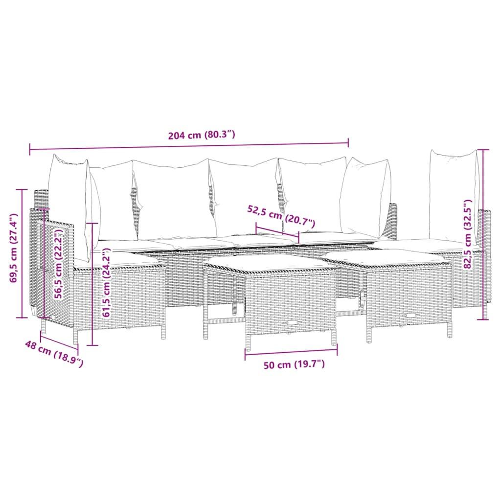 VidaXL set divano da giardino Polirattan  