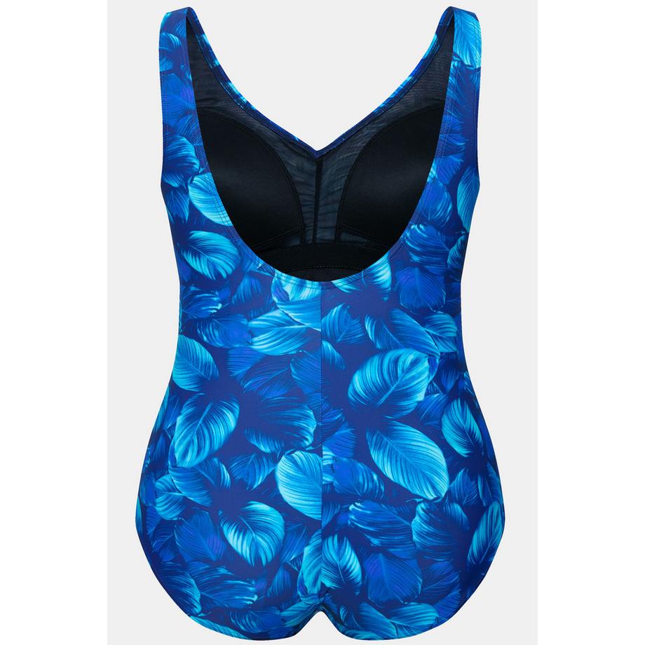 Ulla Popken Blätter Softcup V-Ausschnitt Badeanzug  