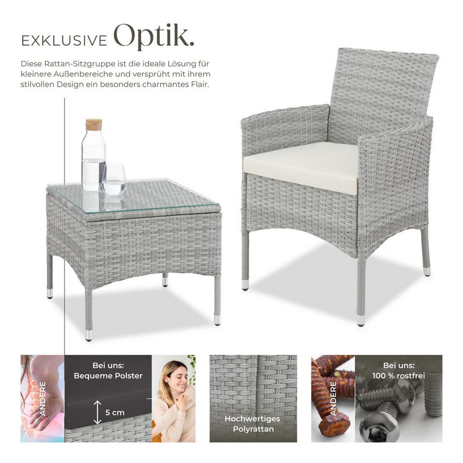 Tectake Rattanset Luzern für 2 Personen widerstandsfähig  