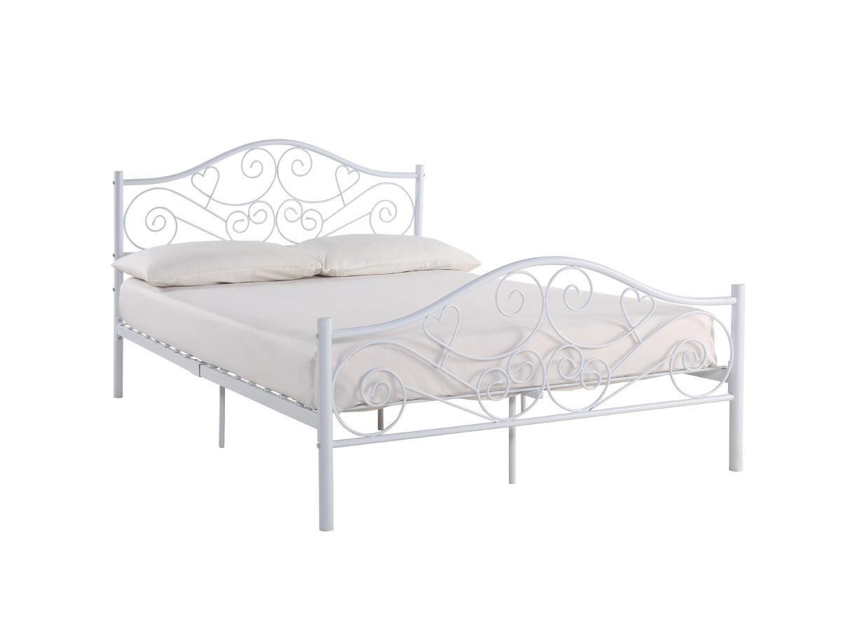 Vente-unique Letto 140 x 190 cm Metallo Bianco + Materasso - LEYNA  