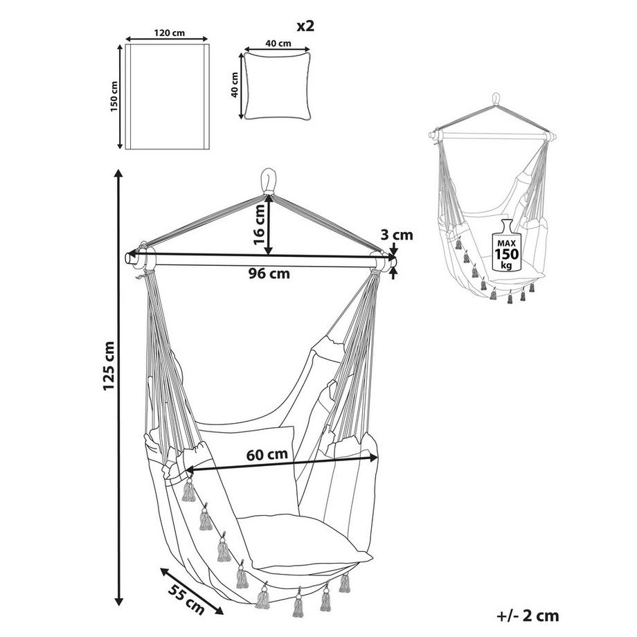 Beliani Sedia sospesa da fissare al soffitto en Cotone Boho VARENA  
